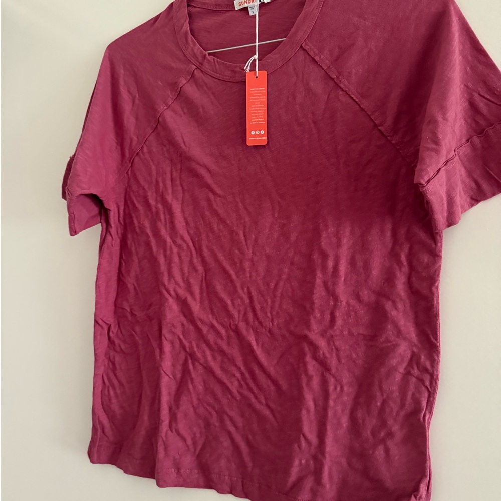 Sundry Boyfriend  Crewneck Tee in Cranberry  Small NWT